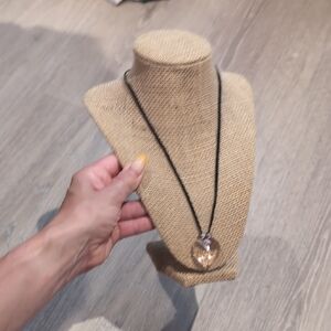 Elegant Black and Baby Pink Heart 🩷 Pendant Necklace